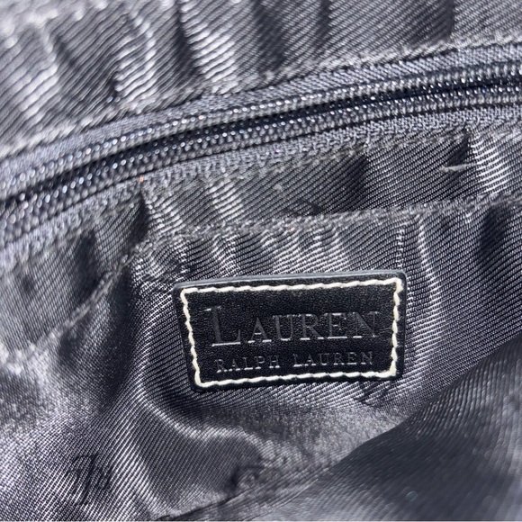 Vintage Ralph Lauren black leather buckle bag with silver metal clasp Y2K 90’s - Picture 7 of 13